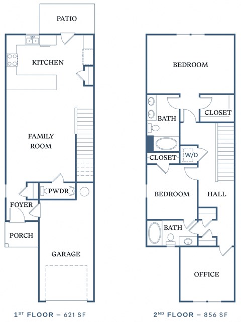 a floor plan of a two story house with a garage and an open concept living room with